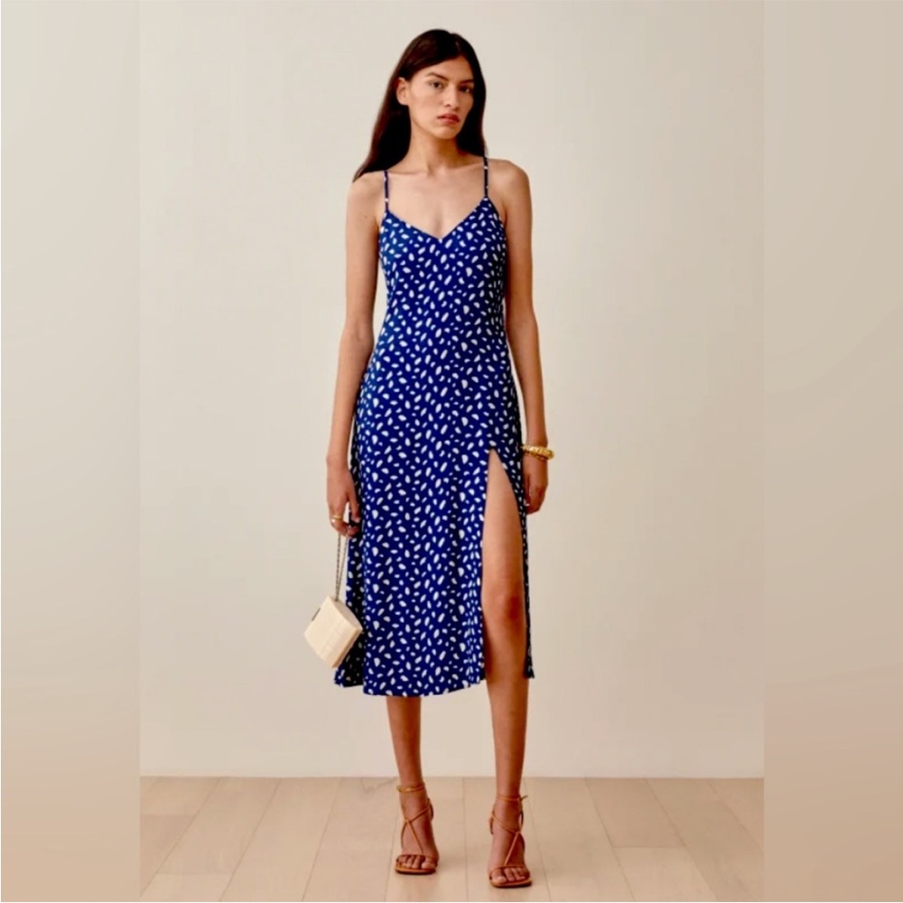 Reformation Blue and White Slip Dress